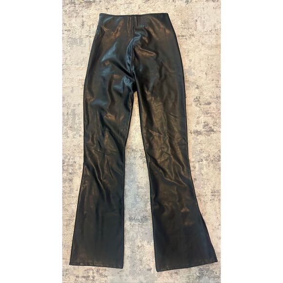 Abercrombie & Fitch Curve Love Vegan Leather Split-Hem Flare Pants Small Long NW - Picture 6 of 9